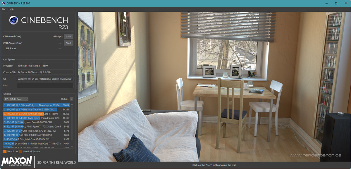 Cinebench R23 / Multi Core / 18205