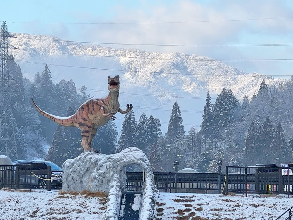 恐竜にも雪が